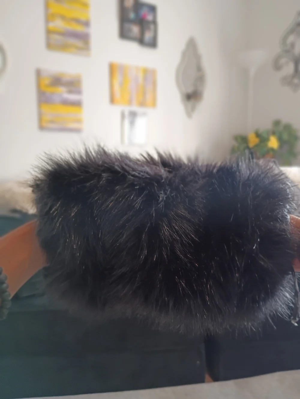 Black Faux Fur Winter Mid-calf Boots /with Matching (Fox Fur Purse / Hand Muff)